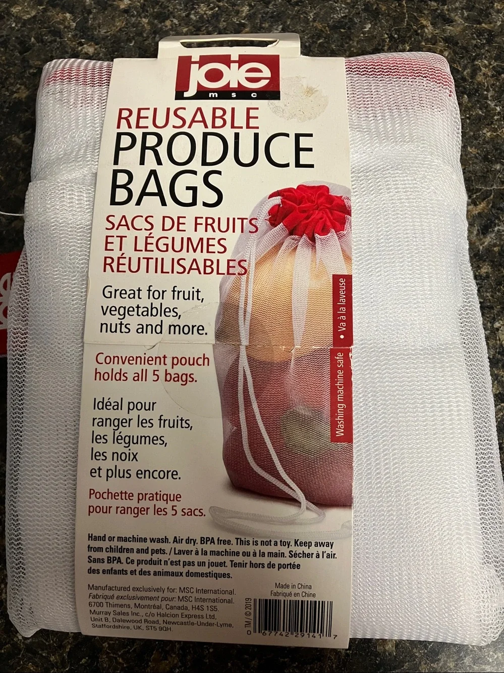 3/$19 ❤️ joie 5pc mesh reusable produce bags nwt
